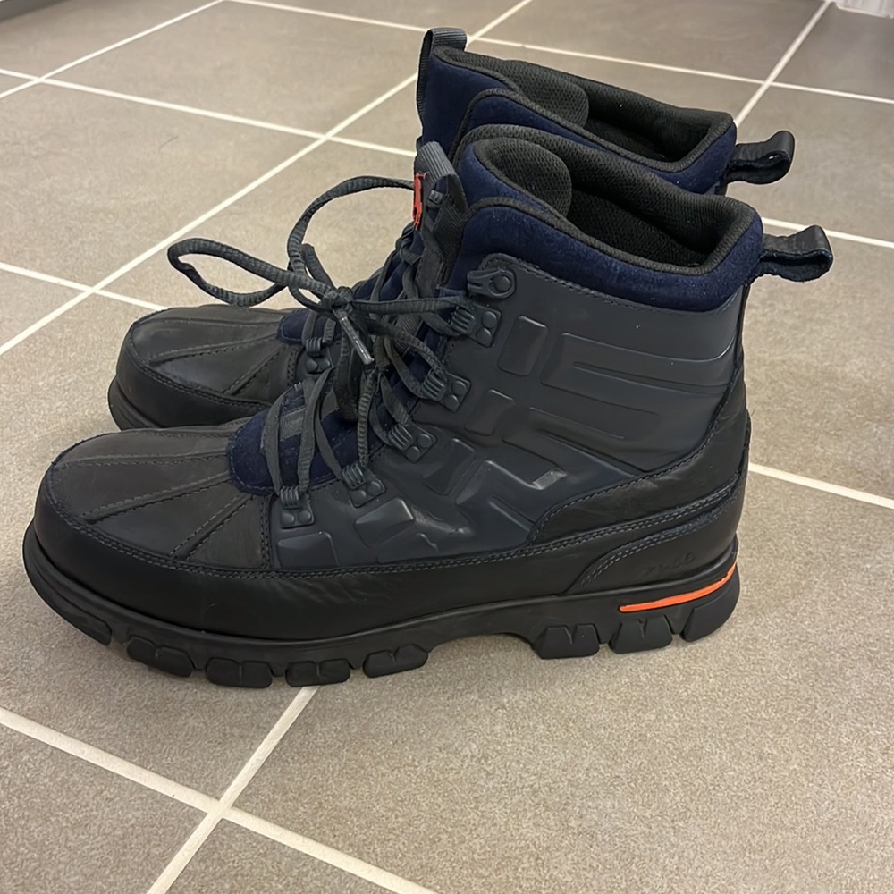 Polo Ralph Lauren Delton Winter Boots navy blue orange Mens Size 12 - Picture 6 of 15